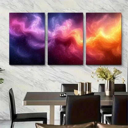 3pcs Vibrant Abstract Flowing Design J  Wall Art Set Canvas Framed 50x70cm - High Quality Print 100% Australian Made Wall Canvas Ready to Hang - Bella Home Decor
