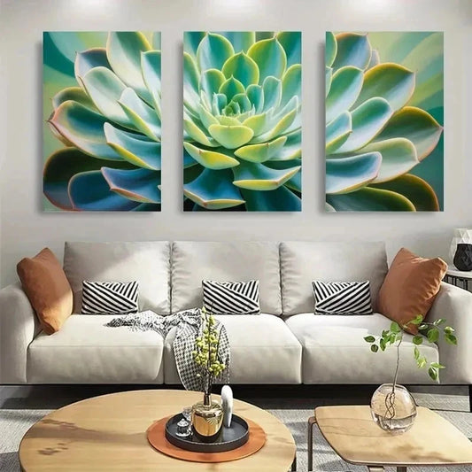 3pcs Succulent Plant Canvas Wall Art Set Canvas Framed 60x90cm - High Quality Print 100% Australian Made Wall Canvas Ready to Hang