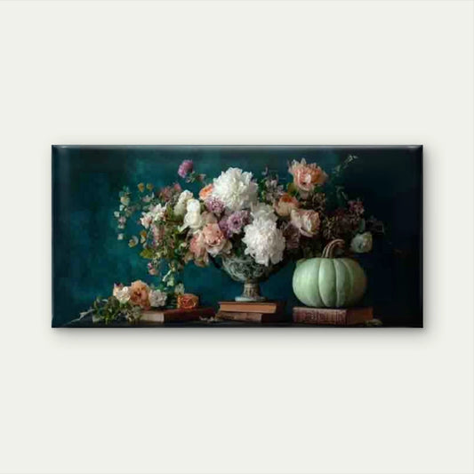 Teal & Golden Autumn Harvest Wall Art Canvas Office Home Room Framed 120x60cm