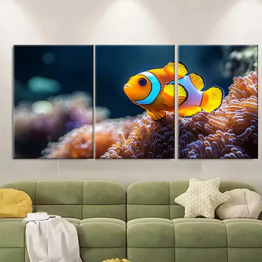 3pcs , Clownfish Anemonefish Oceans Metal Print Ready to Hang Art