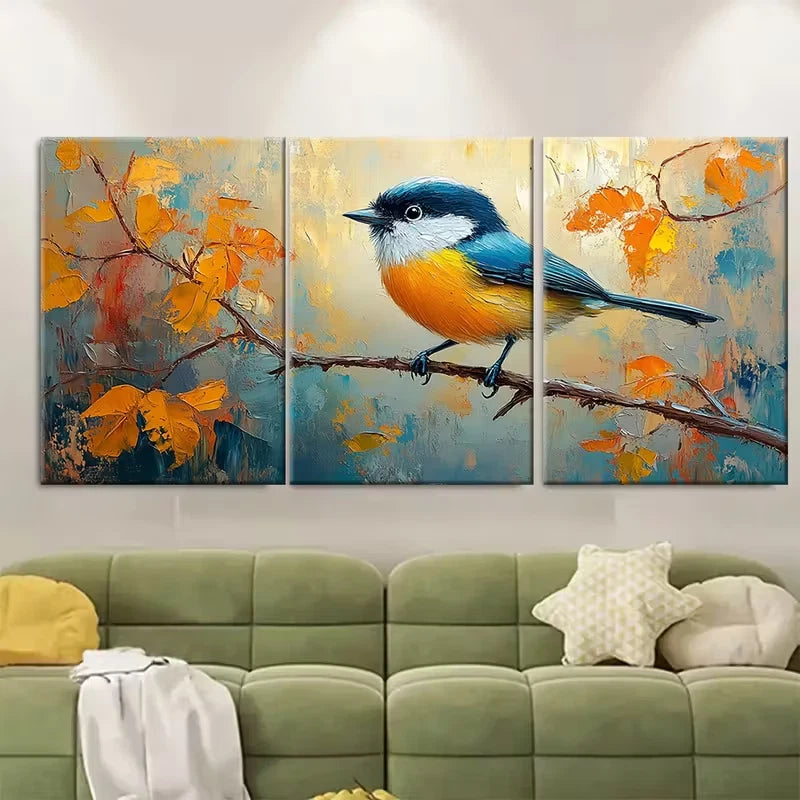 3pcs Chickadee Painting Metal Print Ready to Hang Art - Bella Home Decor
