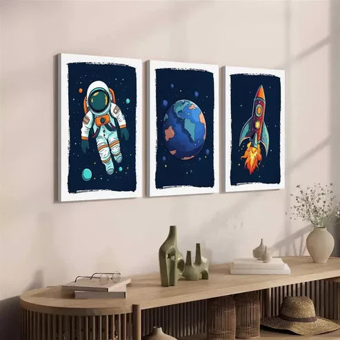 3pcs Space Themed Wall Art Canvas Unframed - High Quality Print 100% Australian Made Wall Canvas