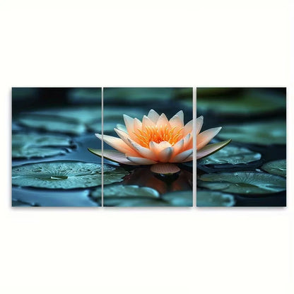 3pcs Blooming Water Lily Canvas Print Elegant Wall Art Set Canvas Framed 50x70cm - High Quality Print 100% Australian Made Wall Canvas Ready to Hang - Bella Home Decor