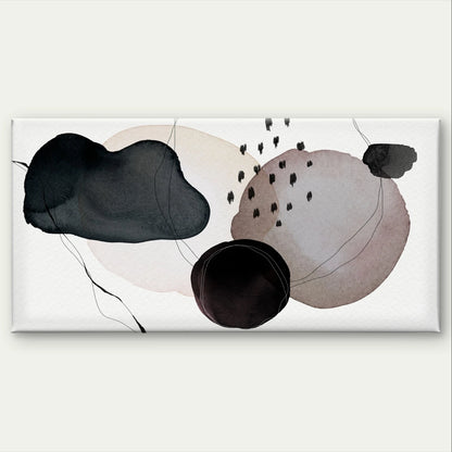 Modern Abstract Black and Neutral Wall Art Canvas Office Home Framed 120x60cm
