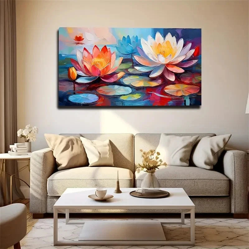 Pond Dream Beautiful Lotus Wall Art Canvas Office Home Room Framed 120x60cm