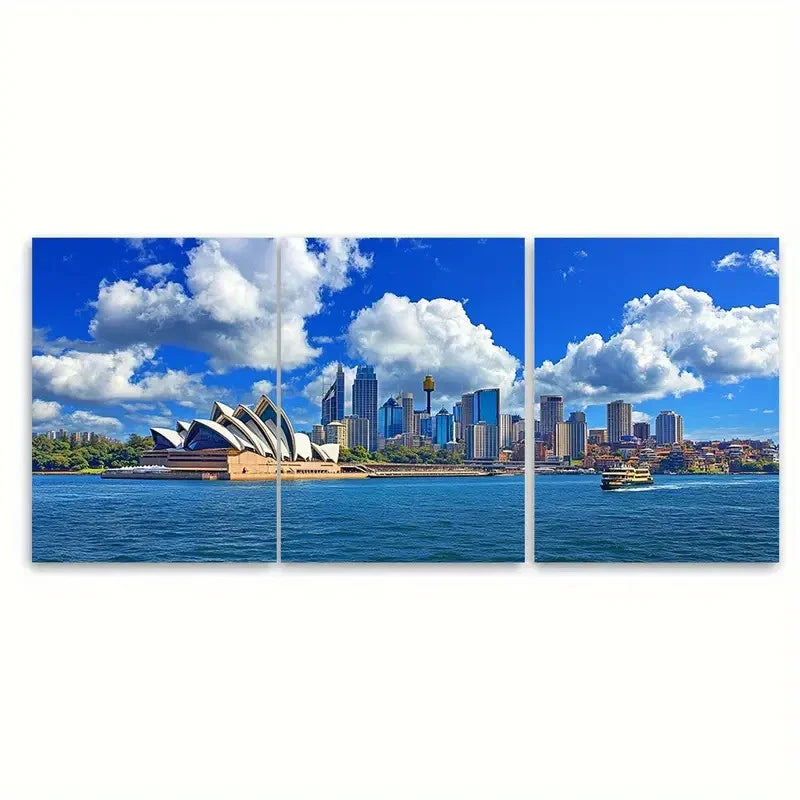 3pcs Sydney Skyline Coastal Beauty Australia Wall Art Set Canvas Framed 40x60cm - High Quality Print 100% Australian Made Wall Canvas Ready to Hang