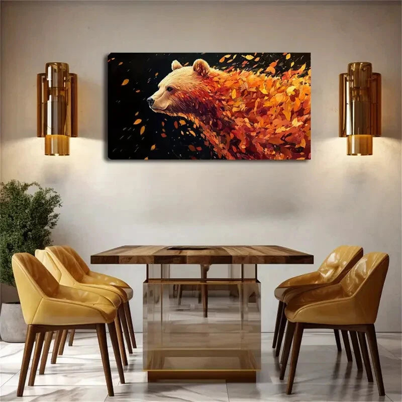The Image Of A Bear Blends Wall Art Canvas Office Home Room Framed 120x60cm - Bella Home Decor