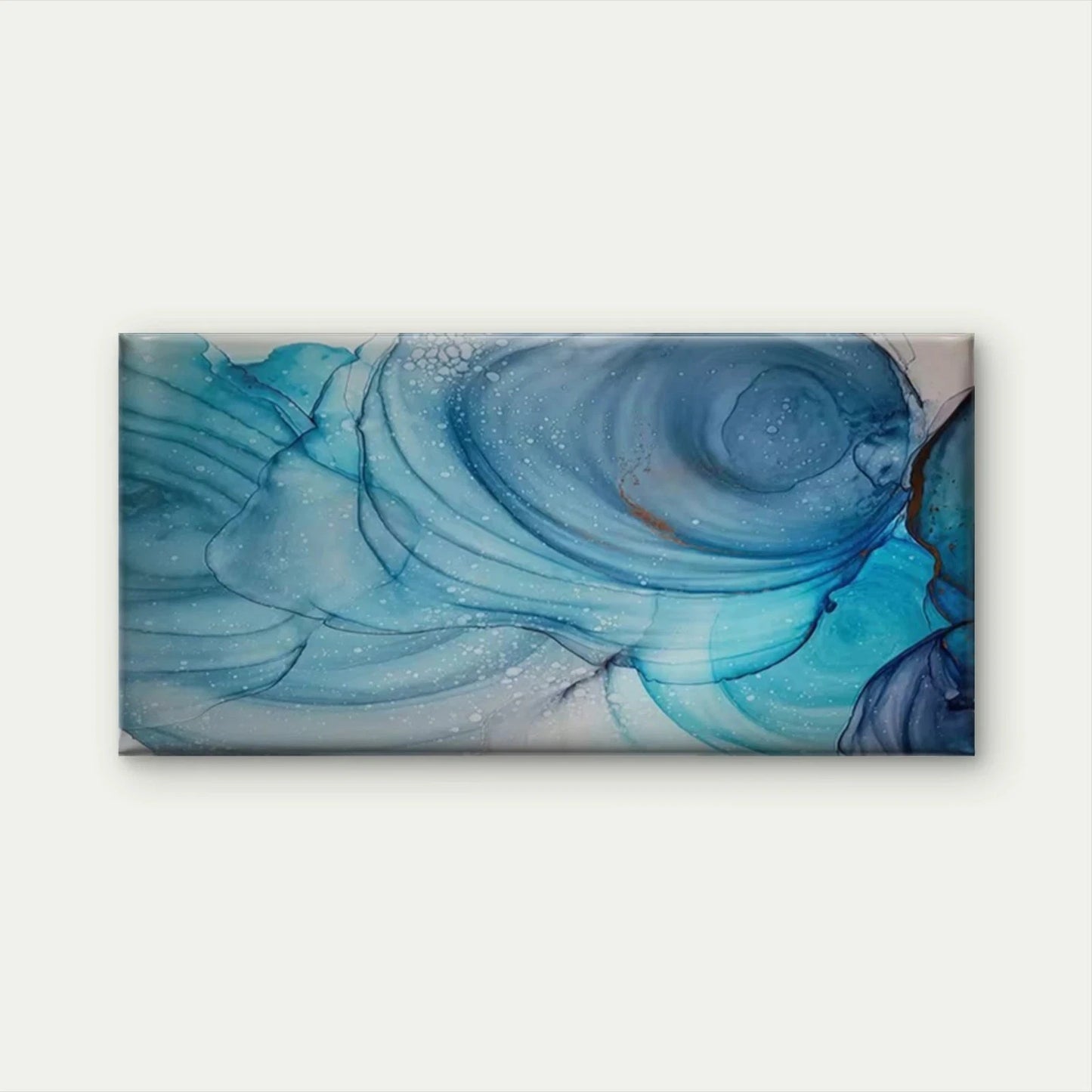 Blue Swirling Ocean Waves Wall Art Canvas Office Home Room Framed 120x60cm