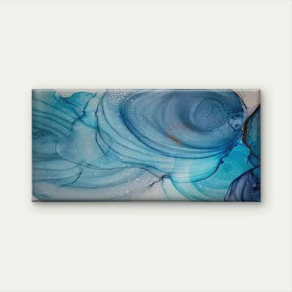 Blue Swirling Ocean Waves Wall Art Canvas Office Home Room Framed 120x60cm