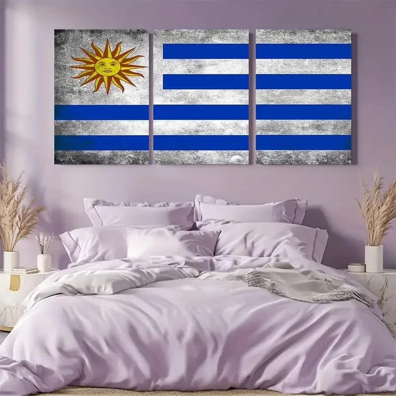 3pcs , Uruguay Country Flag Metal Print Ready to Hang Art - Bella Home Decor