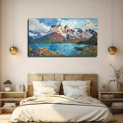 Beautiful Lake View Mountain Wall Art Canvas Office Home Room Framed 120x60cm