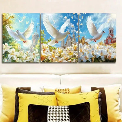 3pcs The Dove of Peace Wall Art Set Canvas Unframed - High Quality Print 100% Australian Made Wall Canvas