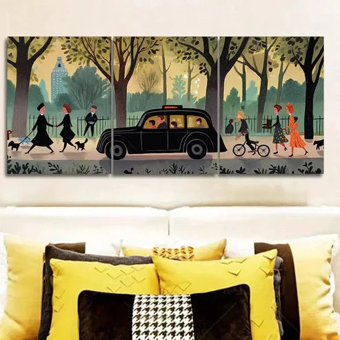3pcs London taxi Wall Art Set Canvas Unframed - High Quality Print 100% Australian Made Wall Canvas