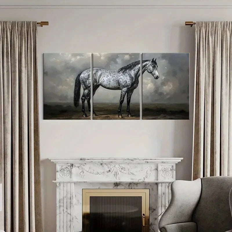 3pcs Artistic Horse Painting Spotted Pattern Metal Print Ready to Hang Art - Bella Home Decor