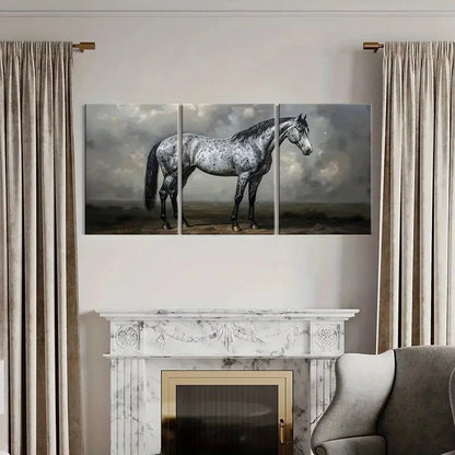 3pcs Artistic Horse Painting Spotted Pattern Metal Print Ready to Hang Art - Bella Home Decor