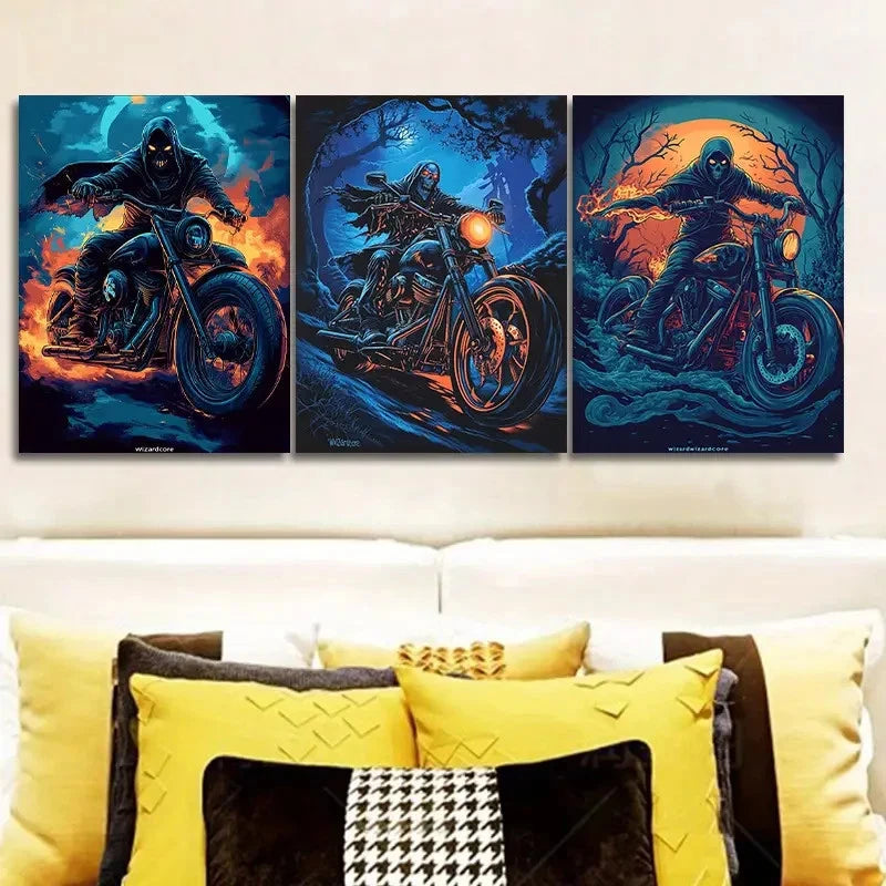 3pcs Featuring a Death Theme Paintings Wall Art Set Canvas Framed 40x60cm - High Quality Print 100% Australian Made Wall Canvas Ready to Hang