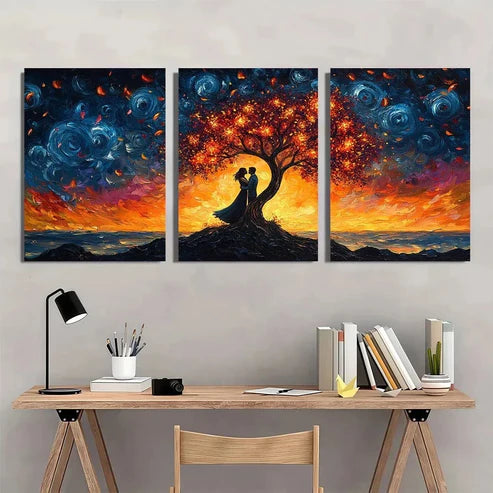 3pcs Romantic Couple Embrace Abstract Wall Art Canvas Unframed - High Quality Print 100% Australian Made Wall Canvas