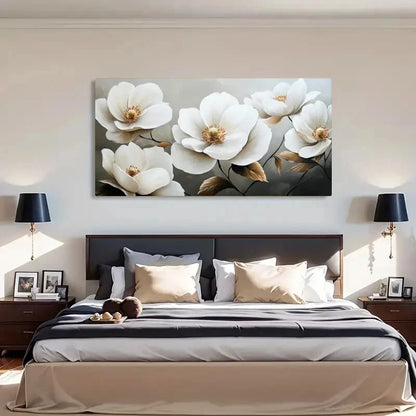 Golden Accents White Botanical Wall Art Canvas Office Home Room Framed 120x60cm