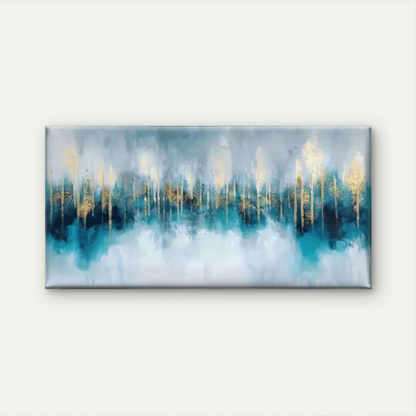Blue Golden City Abstract Wall Art Canvas Office Home Room Framed 120x60cm
