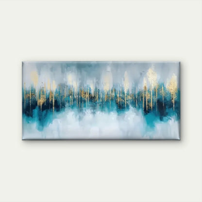 Blue Golden City Abstract Wall Art Canvas Office Home Room Framed 120x60cm