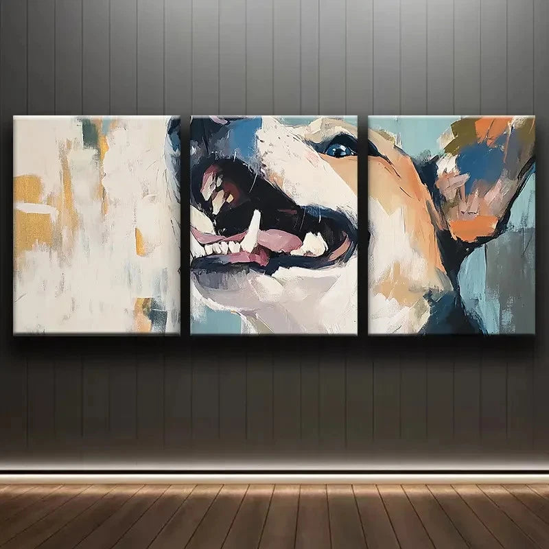 3pcs Abstract Dog Portrait Metal Print Ready to Hang Art - Bella Home Decor
