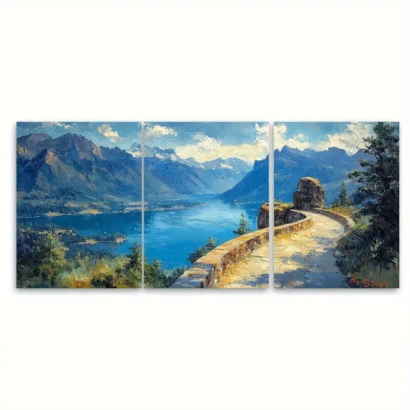 3pcs Beacon Rock State Park Columbia River Gorge Wall Art Set Canvas Framed 40x60cm - High Quality Print 100% Australian Made Wall Canvas Ready to Hang - Bella Home Decor