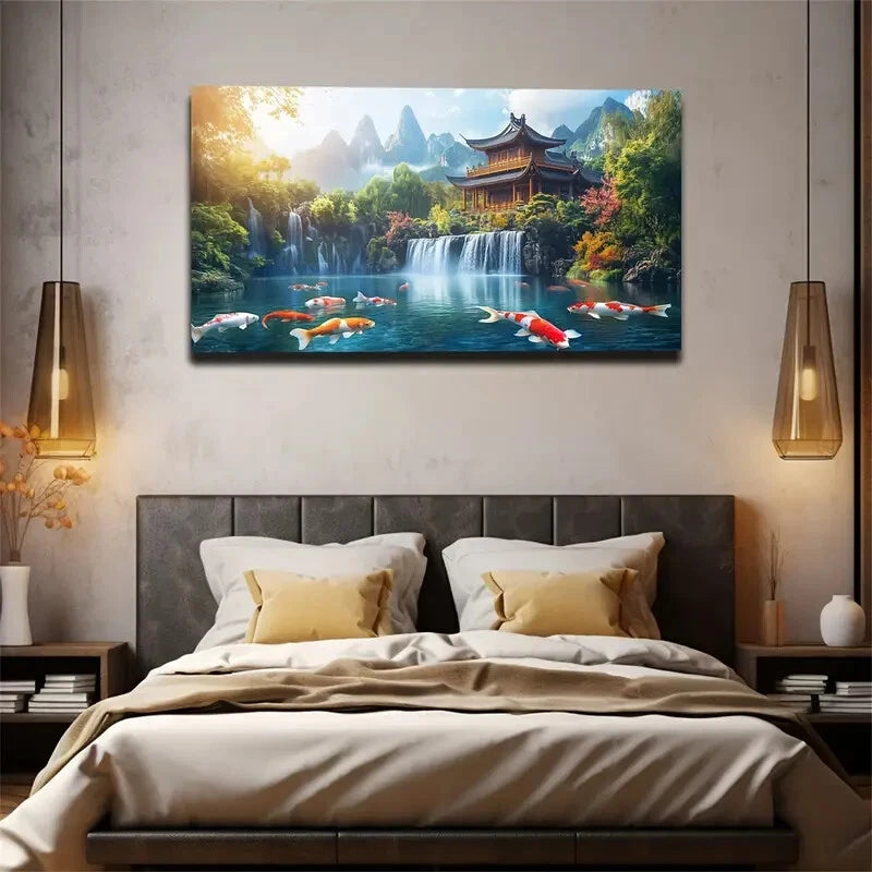 Blooming Trees Mountains Wall Art Canvas Office Home Room Framed 120x60cm - Bella Home Decor