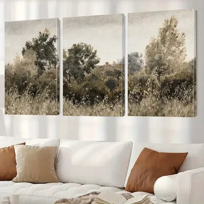 Landscape Wall Art Set - Modern Brown Tree Wall Art Set Canvas Unframed - High Quality Print 100% Australian Made Wall Canvas