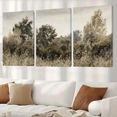 Landscape Wall Art Set - Modern Brown Tree Wall Art Set Canvas Unframed - High Quality Print 100% Australian Made Wall Canvas