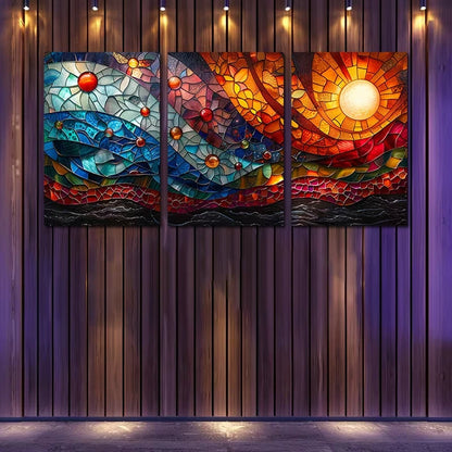 3pcs Designs with Sun, Moon, and Floral Motifs Wall Art Set Canvas Framed 60x90cm - High Quality Print 100% Australian Made Wall Canvas Ready to Hang - Bella Home Decor