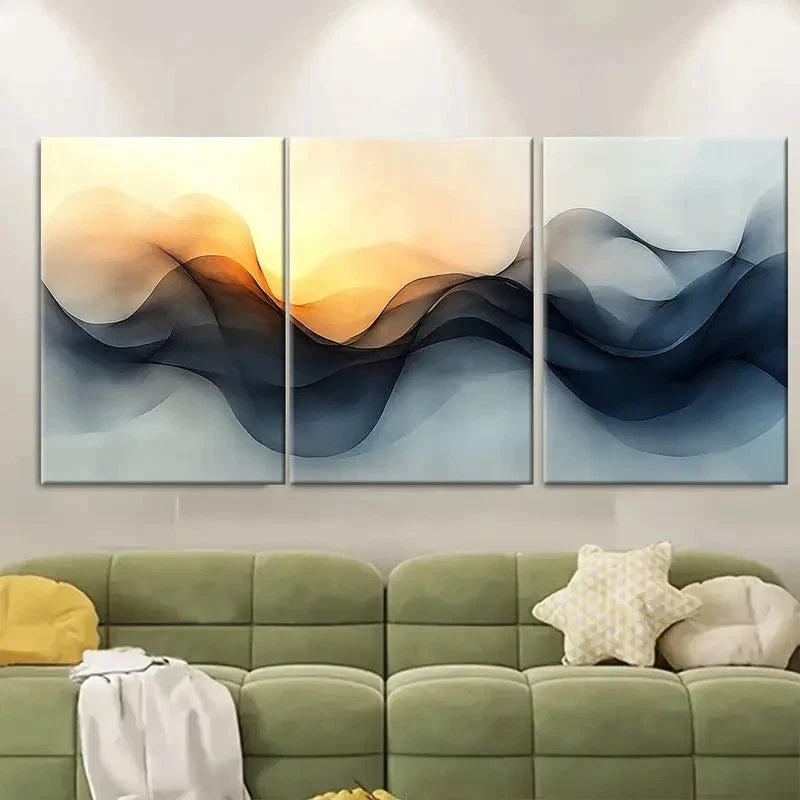 3pcs Continuous Line Print KI  Wall Art Set Canvas Framed 40x60cm - High Quality Print 100% Australian Made Wall Canvas Ready to Hang - Bella Home Decor