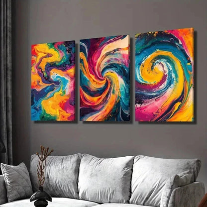 3pcs Abstract Bright Colors Fluid Wall Art Set Canvas Framed 60x90cm - High Quality Print 100% Australian Made Wall Canvas Ready to Hang