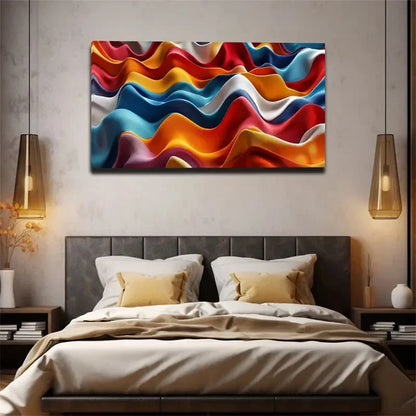 Bohemian Modern Colorful Wavy Wall Art Canvas Office Home Room Framed 120x60cm