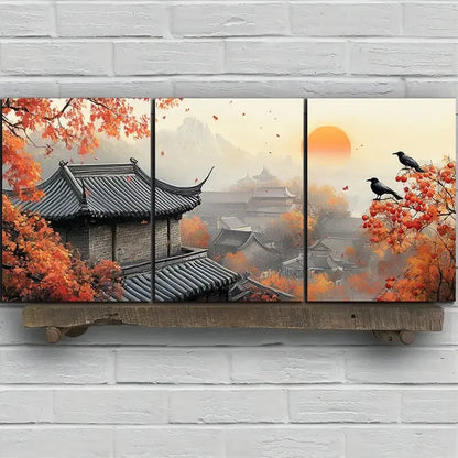 3pcs The Tree On The Eaves Nature Metal Print Ready to Hang Art