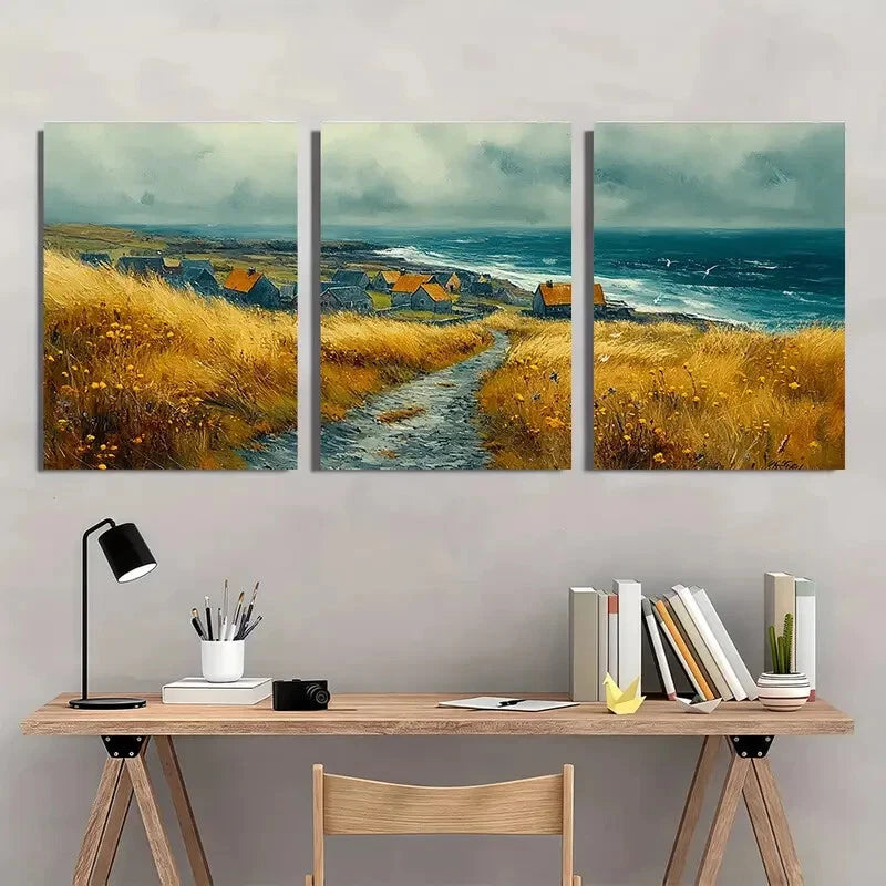 3pcs Doolin Painting County Clare Art Irish VillageMetal Print Ready to Hang Art - Bella Home Decor
