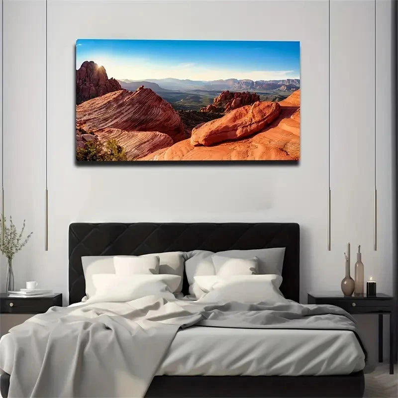 Stone Mountain Landscape Wall Art Canvas Office Home Room Framed 120x60cm