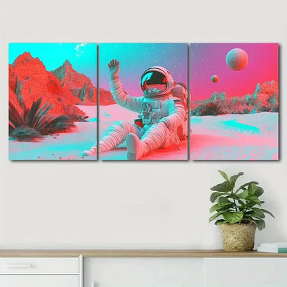 3pcs Astronaut in Martian Landscape Perfect Wall Art Canvas Unframed - High Quality Print 100% Australian Made Wall Canvas - Bella Home Decor