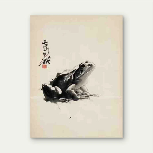 Matsumoto Hoji Frog in Japanese Zen Art Style 40x60cm Metal Print Ready to Hang