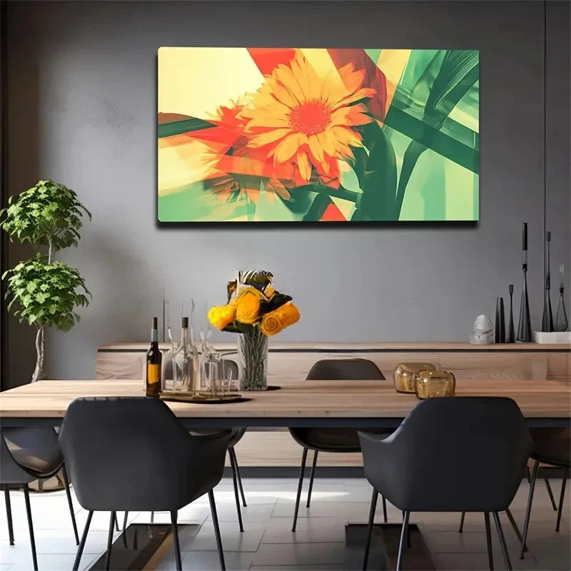 Transparent Blocks With Yellow Wall Art Canvas Office Home Room Framed 120x60cm
