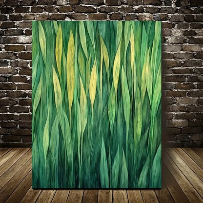 Vibrant Green & Yellow Nature Scene Painting 40x60cm Metal Print Ready to Hang - Bella Home Decor
