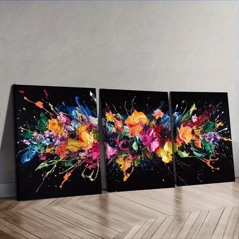 3pcs Deco Modern Colorful Explosion Dark Wall Art Canvas Unframed - High Quality Print 100% Australian Made Wall Canvas - Bella Home Decor