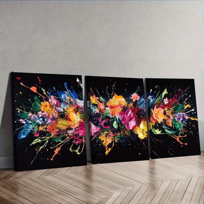 3pcs Deco Modern Colorful Explosion Dark Wall Art Canvas Unframed - High Quality Print 100% Australian Made Wall Canvas - Bella Home Decor