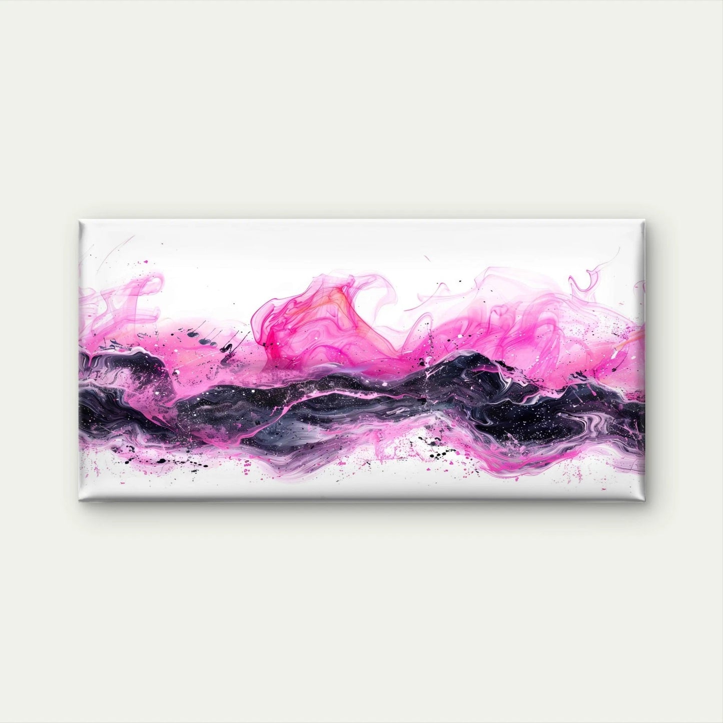 Pink And Black Ink Abstract Wall Art Canvas Office Home Room Framed 120x60cm - Bella Home Decor