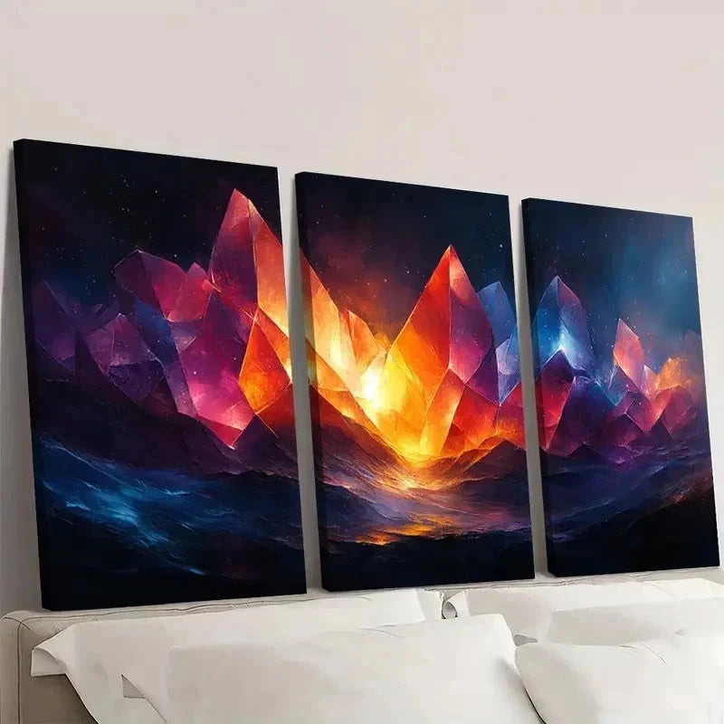3pcs Blue Realm Fantasy Vibrant W  Wall Art Set Canvas Framed 60x90cm - High Quality Print 100% Australian Made Wall Canvas Ready to Hang - Bella Home Decor