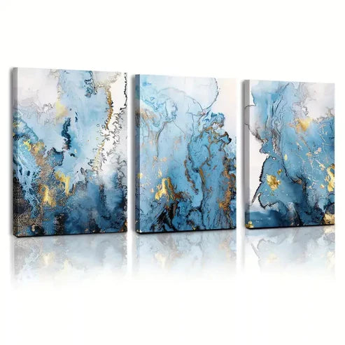 3pcs Abstract Marbling  Art Set Canvas Unframed - High Quality Print 100% Australian Made Wall Canvas - Bella Home Decor