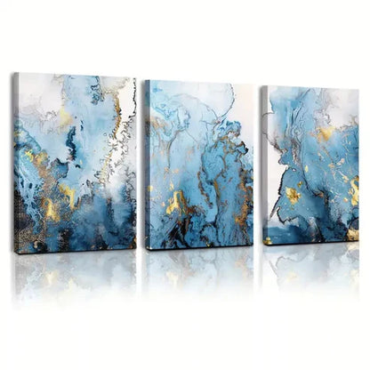 3pcs Abstract Marbling  Art Set Canvas Unframed - High Quality Print 100% Australian Made Wall Canvas - Bella Home Decor