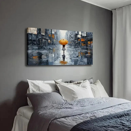 Little Girl Yellow Umbrella Wall Art Canvas Office Home Room Framed 120x60cm - Bella Home Decor