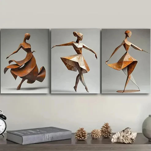 3pcs Rusty Metal Girl Modern & Elegant Wall Art Set Canvas Unframed - High Quality Print 100% Australian Made Wall Canvas