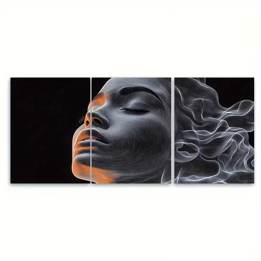 3pcs Line Face Drawing Abstract Metal Print Ready to Hang Art - Bella Home Decor