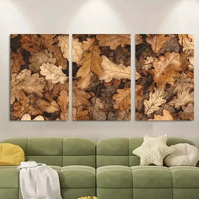 3pcs Autumn Leaves Fall Metal Print Ready to Hang Art - Bella Home Decor